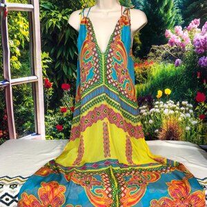 Hale Bob Silk Halter Maxi Dress Size Medium #1249